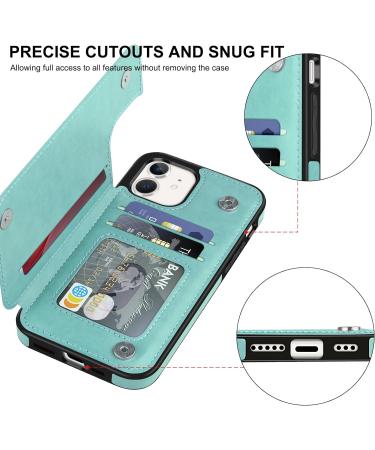 Bizzib for iPhone 12/12 Pro Case Leather Wallet with Card Holder Flip Cover Kickstand Card Slots Double Magnetic Clasp Shockproof Heavy Duty Protective Case for iPhone 12/12 Pro 6.1in-Butterfly Green - Buy Online on GoSupps.com