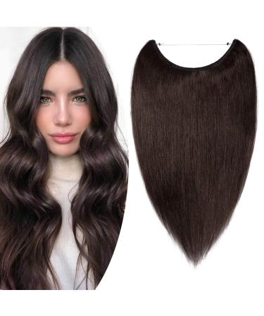 16 inches SEGO One Piece Secret Wire in Real Human Hair Extensions #2 Dark Brown 100% Remy No Clip in Hairpieces for Women Straight Invisible (60g)