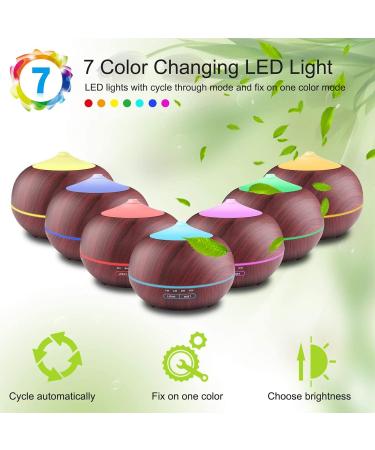 Buy 400ml Ultrasound Aroma Diffuser for Essential Oils - Wood Grain Brown | 7-Color LED Humidifier for Bedroom & Office - Buy Online on GoSupps.com