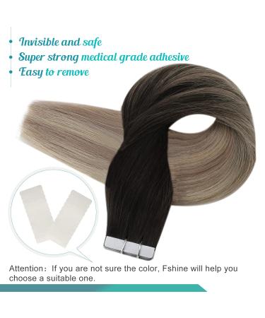 FSHINE Tape-In Hair Extensions 45cm - Balayage Ombre #2/16/60 Remy Real Hair | Premium Skin Weft Extensions - Buy Online on GoSupps.com
