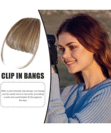 Bang Clip in Hair Extensions Human Hair Bangs Extensions | Natural Color Clip on Neat Bangs Hair Extension Human Hair Bangs Extensions Stylish Hair Bangs Fringe Hairpieces Light Brown - Buy Online on GoSupps.com
