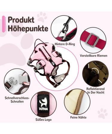 Multi-Purpose Dog Harness & Leash Set | Outbreak-Proof Safety Harness for Small & Medium Dogs - Pink - Buy Online on GoSupps.com