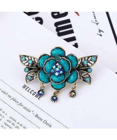 Vintage French Rhinestone Flower Butterfly Hair Clips for Women & Teens - Blue Floral Hair Accessories - Buy Online on GoSupps.com