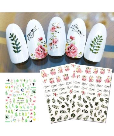 Nail Art Lines Stripe Rose Flowers Waved Shining Decals Transfer Stickers 3D Nail Sticker Nail Art Decoration(16) Style16 - Buy Online on GoSupps.com