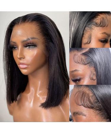 Hibaby 8 Inch Short Bob Human Hair Lace Front Wig for Black Women - Brazilian Virgin Hair, Deep Parting, Natural Color, Pre Plucked with Baby Hair - Glueless - Buy Online on GoSupps.com