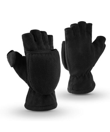 OZERO women's winter gloves fingerless thermal cycling gloves riding gloves motorcycle gloves men's gloves M black