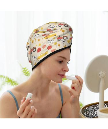 Farm Animals Microfiber Hair Towel - Soft Super Absorbent Quick Dry Wrap for Women with Long Curly & Thick Hair - Buy Online on GoSupps.com