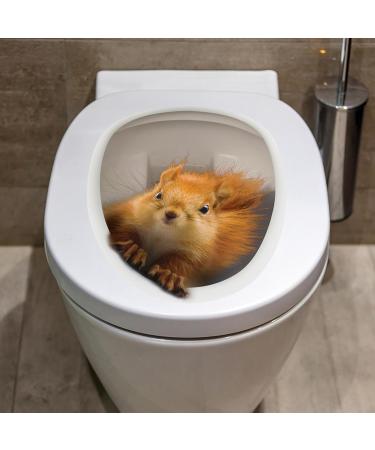 3D Toilet Seat Stickers Decals Funny Stickers Squirrel Toilet Lid Decal Removable Wall Art Sticker Waterproof Peel & Stick Wall Decals Decor for Bathroom Washroom Fridge Door Squirrel Toilet Sticker*2pcs - Buy Online on GoSupps.com