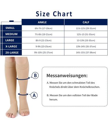 Buy 2 Pairs Medical Compression Stockings for Men & Women | 20-30 mmHg Ankle Support & Gradient Compression for Varicose Veins - Beige & Black (XXL) - Buy Online on GoSupps.com