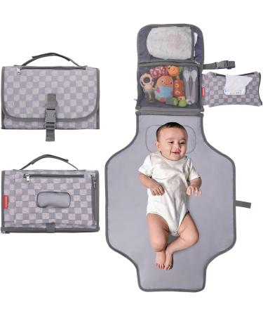 Bebamour Portable Nappy Changing Mats with Wipes Pocket - Waterproof Baby Changing Pad with Head Cushion and Infants Essentials - New Black - Buy Online on GoSupps.com