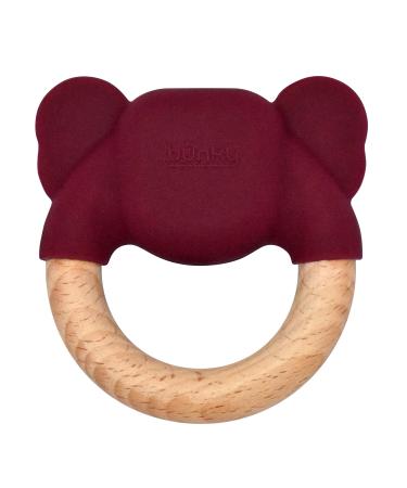 Bunky Baby Elephant Beet Silicone & Wood Teether Toy | Soothe Gums | 6+ Months - Buy Online on GoSupps.com