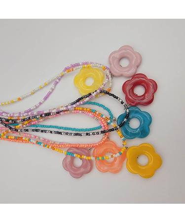Vsilay Lianxue Colorful Floral Pearl Necklace | Cute Acrylic Beads Collarbone Chain | Fashion Jewelry for Women & Girls - Buy Online on GoSupps.com
