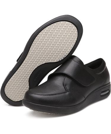 KXSM Orthopedic Men's Diabetic Shoes - Adjustable, Wide Width, Black Leather for Elderly Sports & Hiking - Size 39 - Buy Online on GoSupps.com