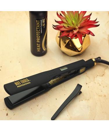 Hot Tools Pro Artist Black Gold Flat Iron - 1-1/4" | Long Lasting Extra Smooth Styles | Premium Hair Styling Tool for International Shipping - Buy Online on GoSupps.com