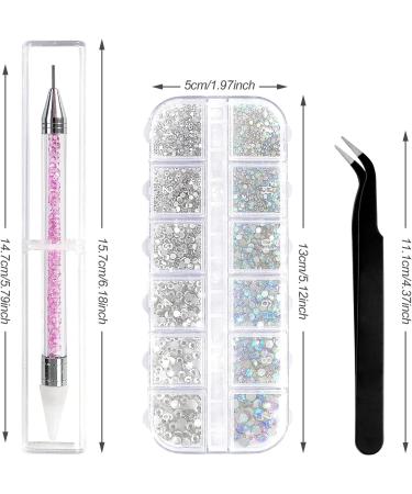 Sularpek 1500 Pcs Rhinestones Set | 6 Sizes Flat Back AB Clear Crystal Gems with Tools for Nail Art, Crafts & Face | Includes Pick Up Tweezers & Dotting Pen - Buy Online on GoSupps.com