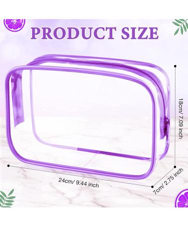 12-Piece Clear PVC Zippered Cosmetics Bag Set - Waterproof Toiletry Carry Pouch for Makeup - Purple Medium - Buy Online on GoSupps.com