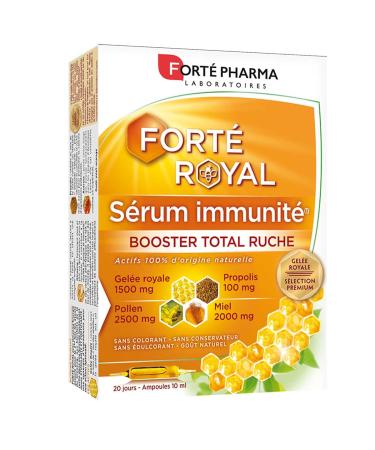 Fort Pharma - Fort Royal S rum Royal | Compl ment Alimentaire Immunit base de Gel e Royale Propolis Pollen et Miel | 20 ampoules Miel 20 unit (Lot de 1)