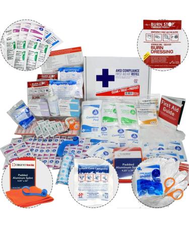 OSHA & ANSI 50 Person First Aid Kit Refill/Upgrade - 196 Pieces, Class B ANSI 2015 Compliant with Splint, Tourniquet, Tools & More - Buy Online on GoSupps.com