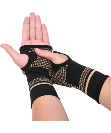 Copper Wrist Compression Sleeves - Arthritis, Tendonitis, Carpal Tunnel Support for Women and Men - Breathable & Comfortable (Medium, Black) - 2 Pack - Buy Online on GoSupps.com