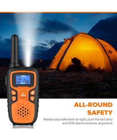 Wishouse Rechargeable Walkie Talkies for Adults - Long Range 2-Way Radios with Lamp, SOS Siren, NOAA Weather Alert - Ideal Hiking and Camping Gear - Easy to Use (3 Pack Red Blue Orange) - Buy Online on GoSupps.com