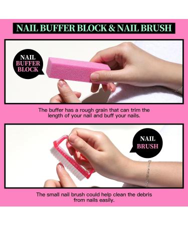FANDAMEI Nail Files Set with Cuticle Remover and Manicure Tools - 12 Pcs Buffer Blocks for Natural Nails Pink - Buy Online on GoSupps.com