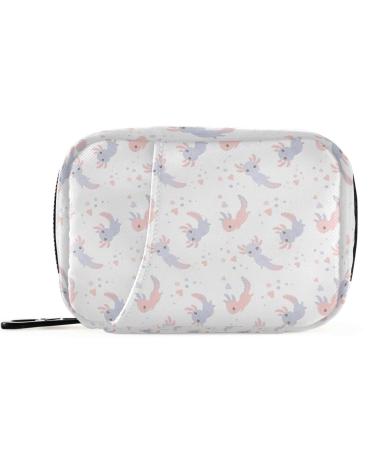 Pfrewn Pill Organizer Case 7 Day Axolotl Pink Purple Travel Pill Box with Zipper Portable Small Weekly Vitamin Medicine Supplement Holder Pouch Bag