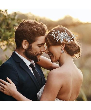 Bride Hair Accessories Lightweight Wedding Hair Clip Floral Leaf Bridal Hair Comb Exquisite Wedding Hair Clip Multipurpose Diamond Hair Accessories for Women Girls Sliver - Buy Online on GoSupps.com
