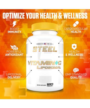 Steel Supplements Liposomal Vitamin C 1000mg | Immunity & Antioxidant Support | Cardiovascular Health | 120 Tablets - Buy Online on GoSupps.com