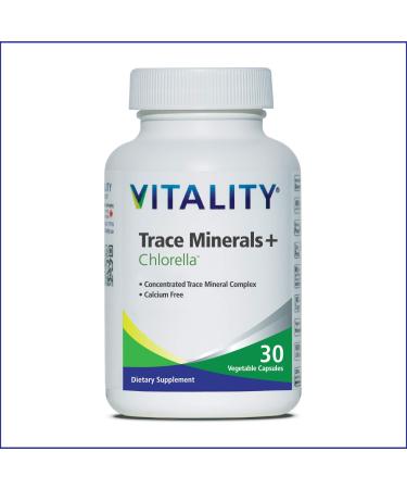 Vitality Trace Minerals + Chlorella - 30 Vcaps - Supports Metabolism Immunity Healing & Natural Body Detoxification 30 Capsules