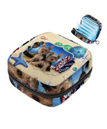 Cute dogs in the beach women's napkin storage bag portable menstrual cup bag with zipper for teenagers girls women women