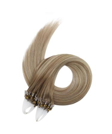 Ugeat Real Hair Microring Extensions - Balayage Light Brown & Platinum Blonde 40cm 50g | Premium 9A Quality - Buy Online on GoSupps.com