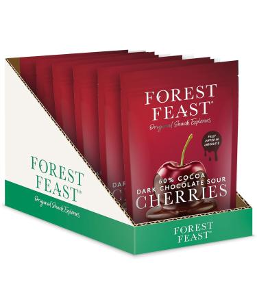 Forest Feast 60% Cocoa Dark Chocolate Sour Cherries 6 x 120g | Sweet Dried Cherries Chocolate Covered Fruit Snack with 60% Belgian Dark Chocolate Gluten Free & Vegan Snack - Buy Online on GoSupps.com