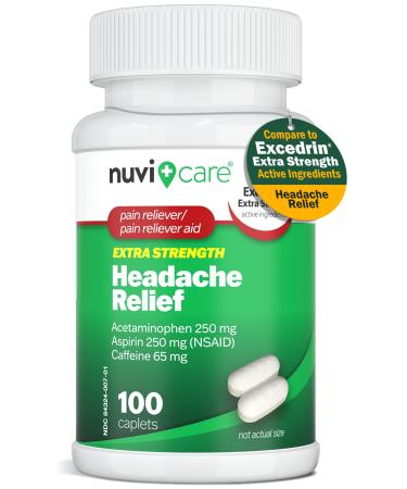 Headache Relief with Acetaminophen 250 mg Aspirin (NSAID) 250 mg Caffeine 65 mg - Temporary Relief of Minor Aches & Pains - Compare to Excedrin Extra Strength Pain Reliever (100 Caplets)