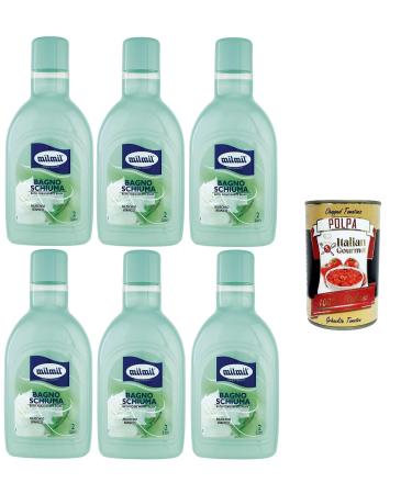 Italian Gourmet E.R. Milmil Bath Foam White Musk Fragrance Bath Foam White Musk Fragrance Practical Size Dermatologically Tested 6 x 2000 ml + Italian Gourmet Pulp 400 g