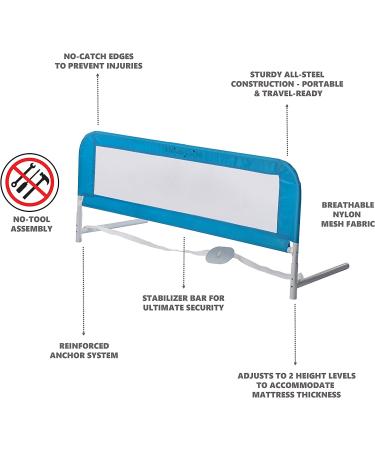 Dream On Me Adjustable Mesh Bed Rail in Blue - Two Height Levels - Breathable & Durable Fabric - Lightweight & Portable - Double Pack - Buy Online on GoSupps.com