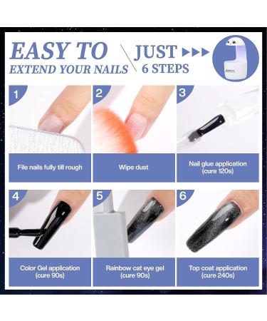 Morovan Cat Eye Gel Nail Polish Kit with UV Light - Black Solid Colors - Gel Liner, Base Coat, and Top Coat - Complete Gel Nail Polish Set - Buy Online on GoSupps.com