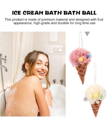 Milisten Infant Bath Sponge 2Pcs Ice Cream Loofah Sponge - Exfoliating Body Scrubber for Men Women Kids - 17x12x12cm - Light Yellow Pink - Buy Online on GoSupps.com