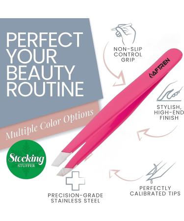 Wide Grip Slant Tweezers - German Stainless Steel - Hand-Filed Slanted Tips for Ultra-Precision - Tweezers for Eyebrows and Nose/Ear/Facial Hair - Professional Grade (Pink) - Buy Online on GoSupps.com