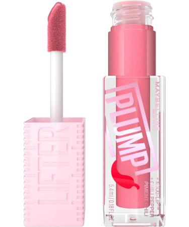 Maybelline New York Lifter Plump Lip Gloss Lasting Plump Heated Formula with Hyaluronic Acid and Chilli Pepper XL Wand Vegan Formula Shade: 003 Pink Sting