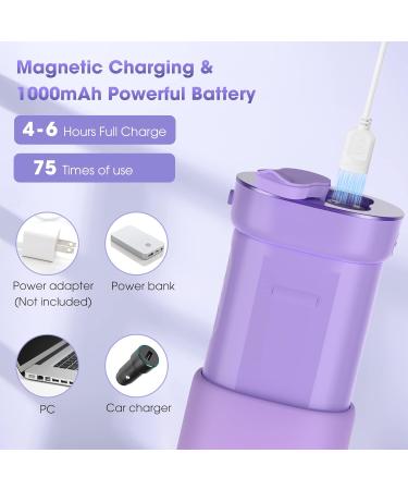 Portable Water Flosser Kit | Cordless Rechargeable Mini Oral Irrigator with DIY Mode | 5 Jet Tips | IPX7 Waterproof | for Travel and Home - Mini Purple - Buy Online on GoSupps.com