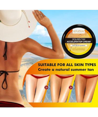 Natural Gold Sunless Tanning Lotion | 100% Natural Cream | Faster, Darker, Long-Lasting Tan | Moisturizing Self Tan Accelerator | No Fake Tan Smell | 100g - Buy Online on GoSupps.com