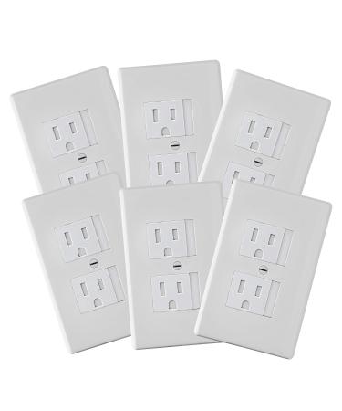 6-Pack Safety Innovations Self-Closing (1 Screw) Standard Outlet Covers - an Alternative to Wall Socket Plugs for Child Proofing Outlets, (White)