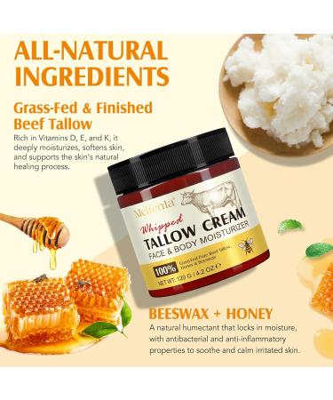 Beef Tallow for Skin Suif de Boeuf Creme Visage Soins de la Peau au Suif de B uf Baume Visage au Suif et au Miel 100% Naturel Suif de B uf Nourri l'herbe pour la Peau Hydratant au Suif de B uf - Buy Online on GoSupps.com