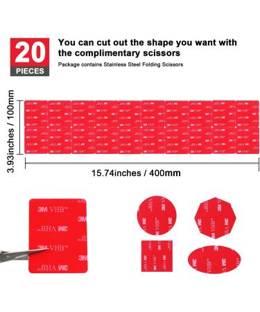 OAPRIRE 3M Double Sided Adhesive Tape Pads 20 PCS Multipurpose 3M VHB Sticky Adhesive Pads Replacement Mounting Tape with Stainless Steel Folding Scissors and Storage Box - 1.96 in x 1.57 in - Buy Online on GoSupps.com