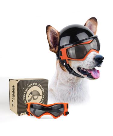 Namsan Anti-UV dog glasses with pet helmet windproof eye protection dogs sunglasses cool motorcycle pet helmet for small/medium-sized dogs orange - Buy Online on GoSupps.com