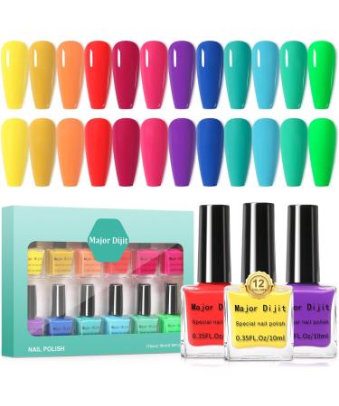 DouborQ 12 Color Nail Polish Set Neno Air Dry 12 Bright Colors 0.35oz Regular Nail Polish Kit Spring Summer Finger Nail Polish Gift Set for Women(1-12) 12 Color Set -A - Buy Online on GoSupps.com