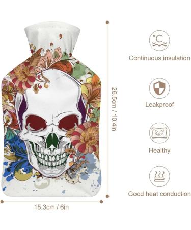 Skull Flowers Hot Water Bottle Cover | Plush Hand Warmer for Adults & Kids - 26.5x15.3cm | International Shipping Available - Buy Online on GoSupps.com