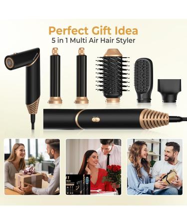 5-in-1 Ionic Foldable Hair Styler | Hot Air Volumizer Straightener Curling Wand & Blow Dryer Brush - Versatile Hair Styling Tool for All Hair Types - Buy Online on GoSupps.com