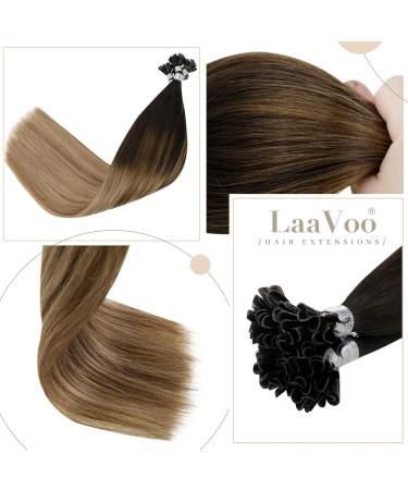 Laavoo 60cm Real Hair Extensions - Balayage Brown Remy Keratin Bondings | Dark Brown & Ash Blonde | #2/6/18 U-Tip Extensions - Buy Online on GoSupps.com
