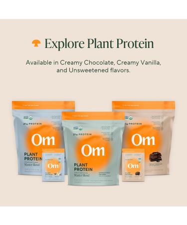 OM Master Blend Mushroom Powder Organic Mushroom Supplement with 10 Mushrooms & Ashwagandha + Plant Protein Unflavored Vegan Protein with BCAAs & B12 1.2 lb (16 Servings) - Buy Online on GoSupps.com
